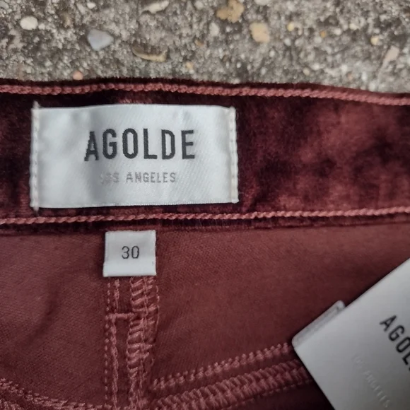 AGOLDE Women’s Brown Chocolate Velvet High Rise Bootcut Stretch Pants 30 NWT